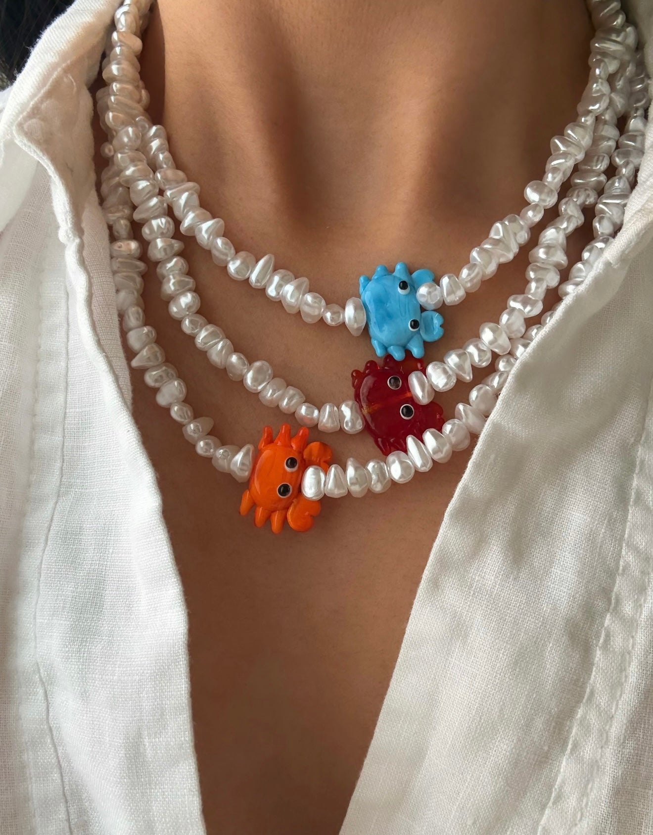Blue Crab Pearl Necklaces mi