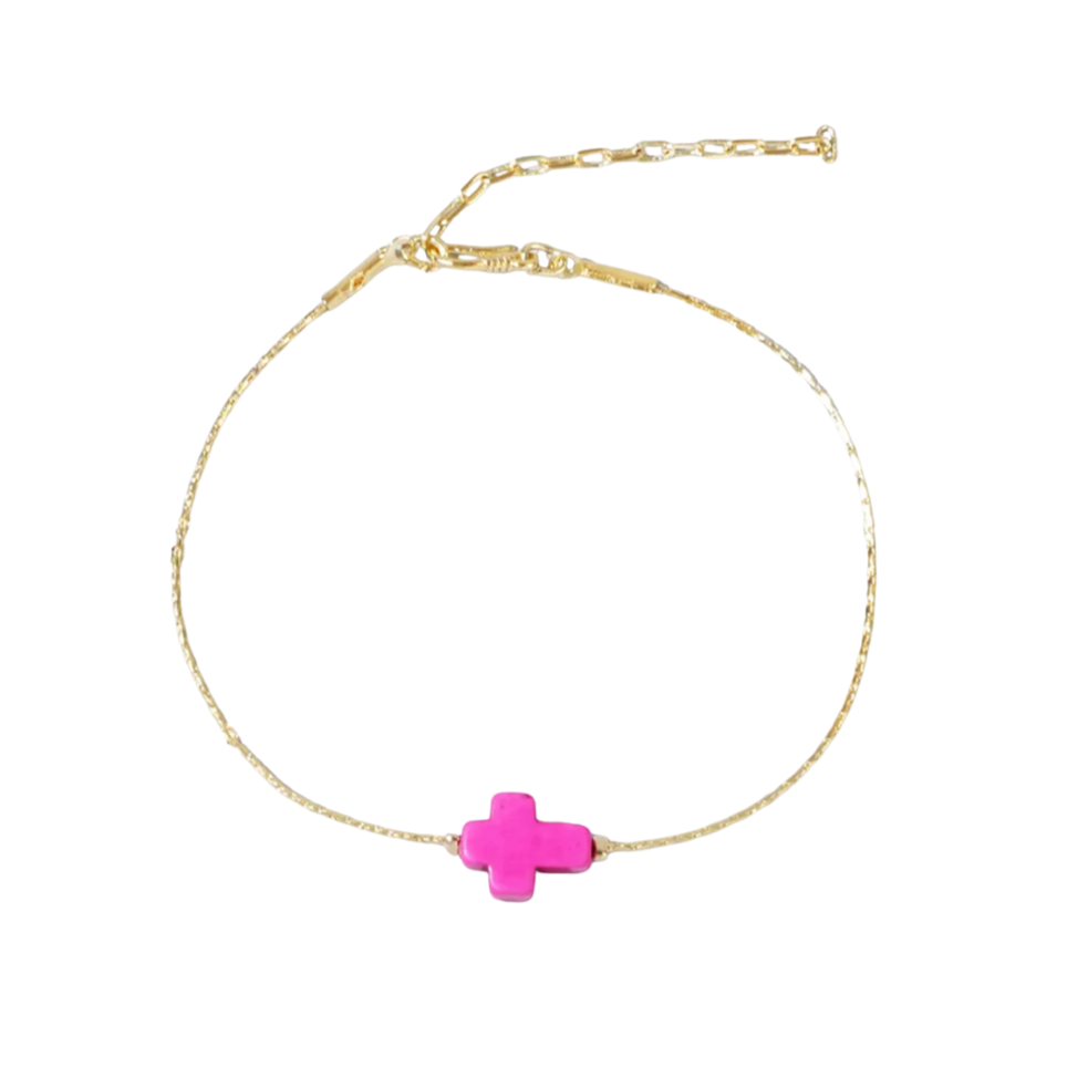 Pink Cross Bracelet