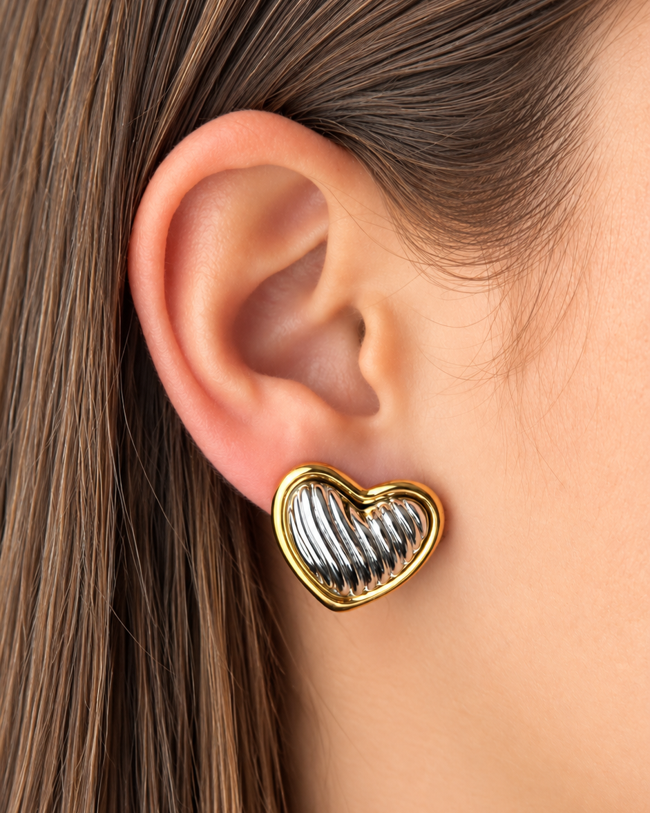 Amora Two-tone Heart Studs