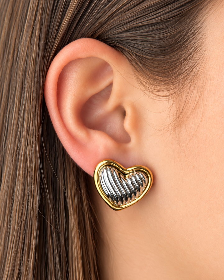 Amora Two-tone Heart Studs
