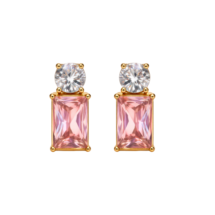 Pendientes de circonita rosa Ileana