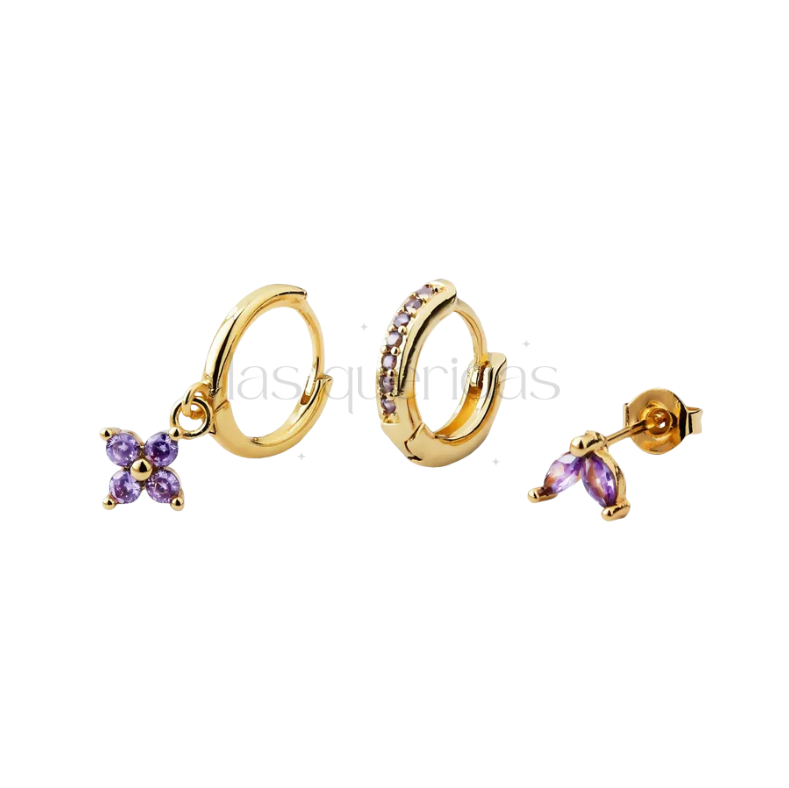 3 Pieces Set Lavanda Earrings