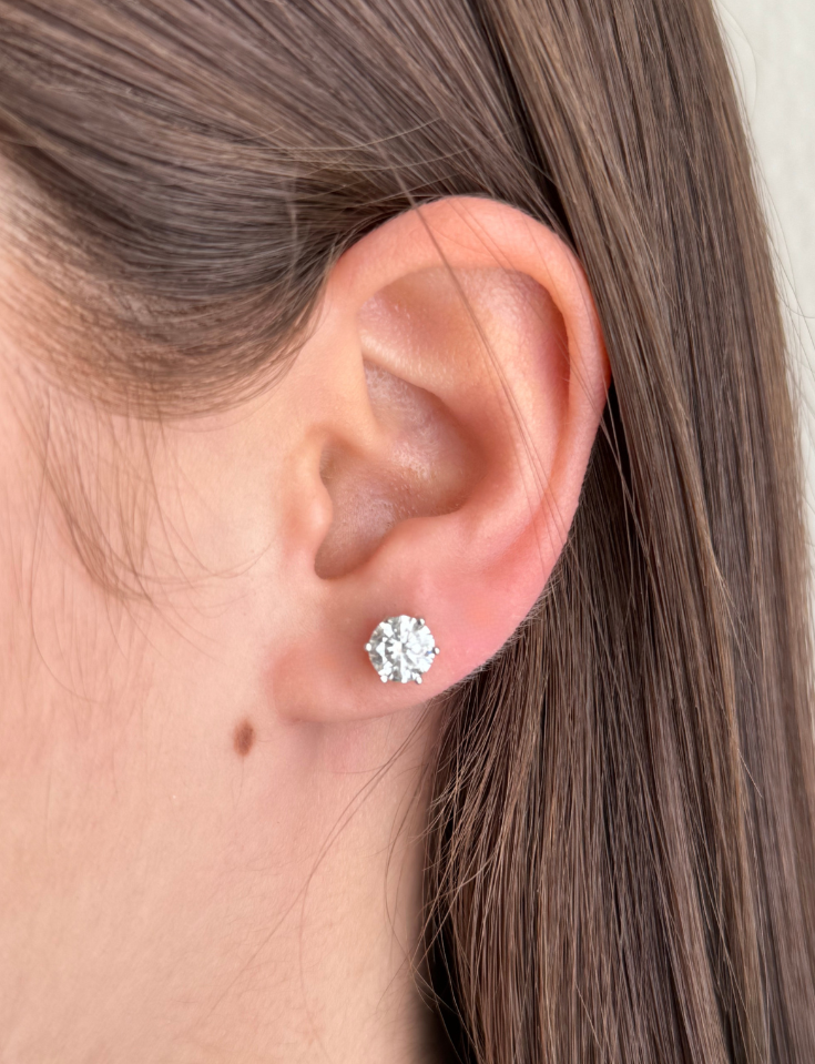 Aurea Silver Moissanite Ear Studs