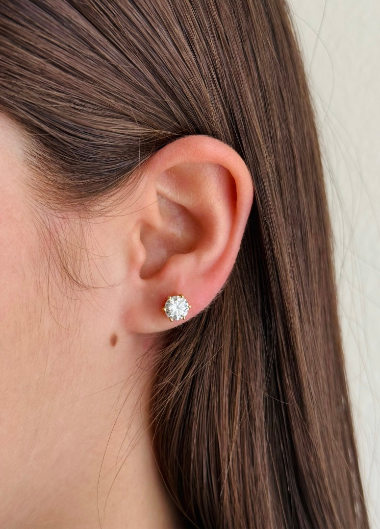 Aurea Gold Moissanite Ear Studs
