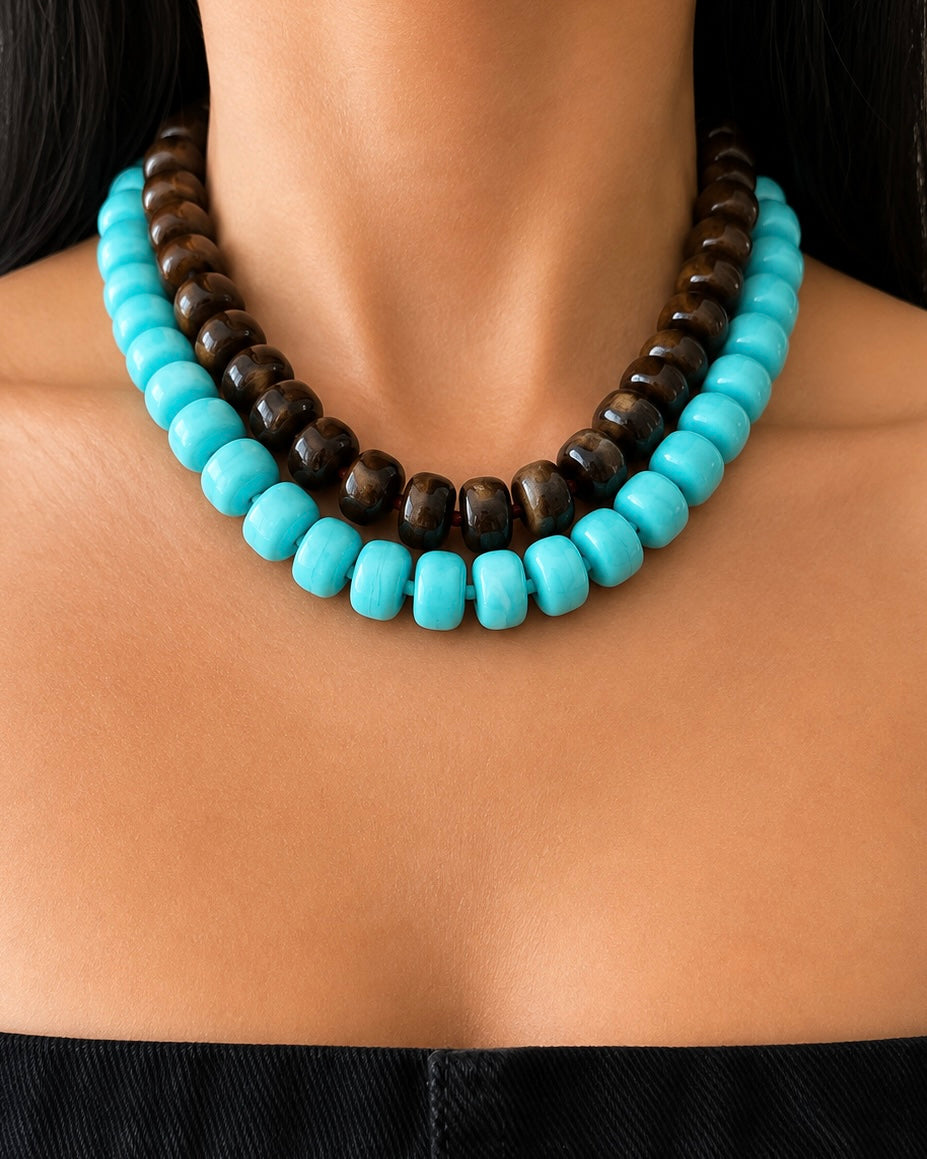 Olivia Brown Stone Beaded Necklace