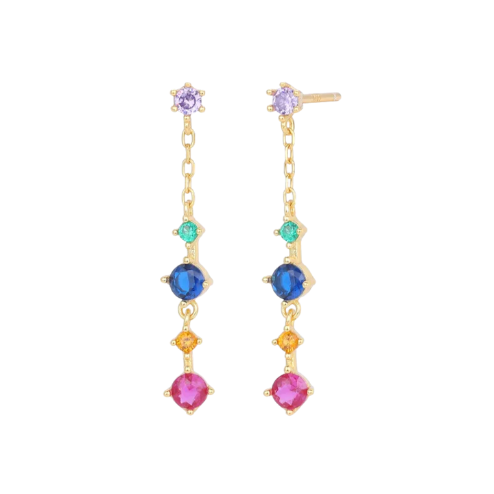 Rainbow Tassel Chain Earrings