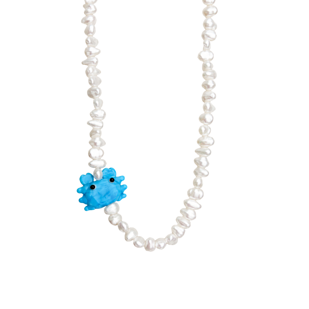 Sea Blue Crab Pearl Necklace