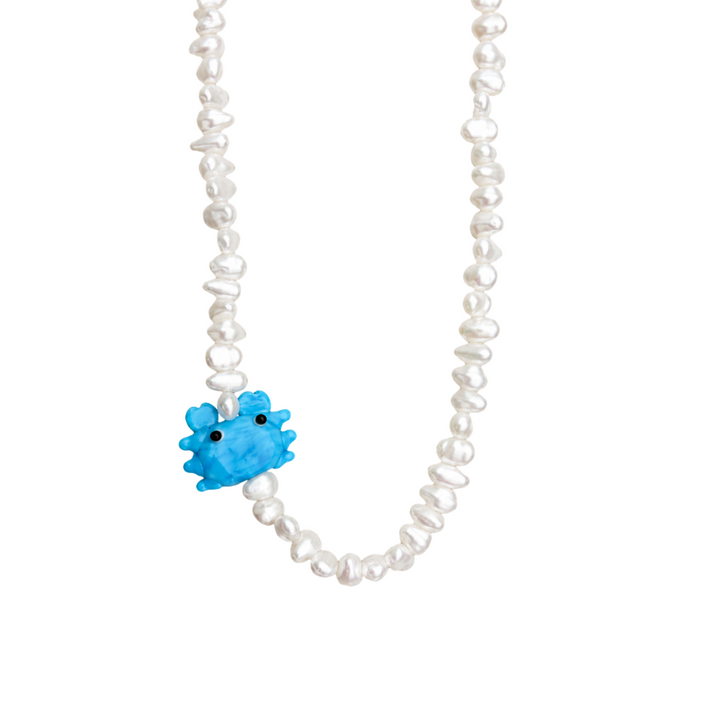 Sea Blue Crab Pearl Necklace