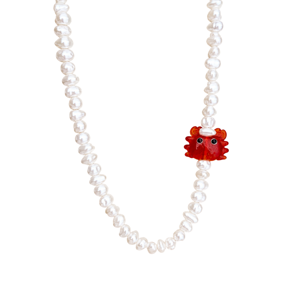 Sea Red Crab Pearl Necklace