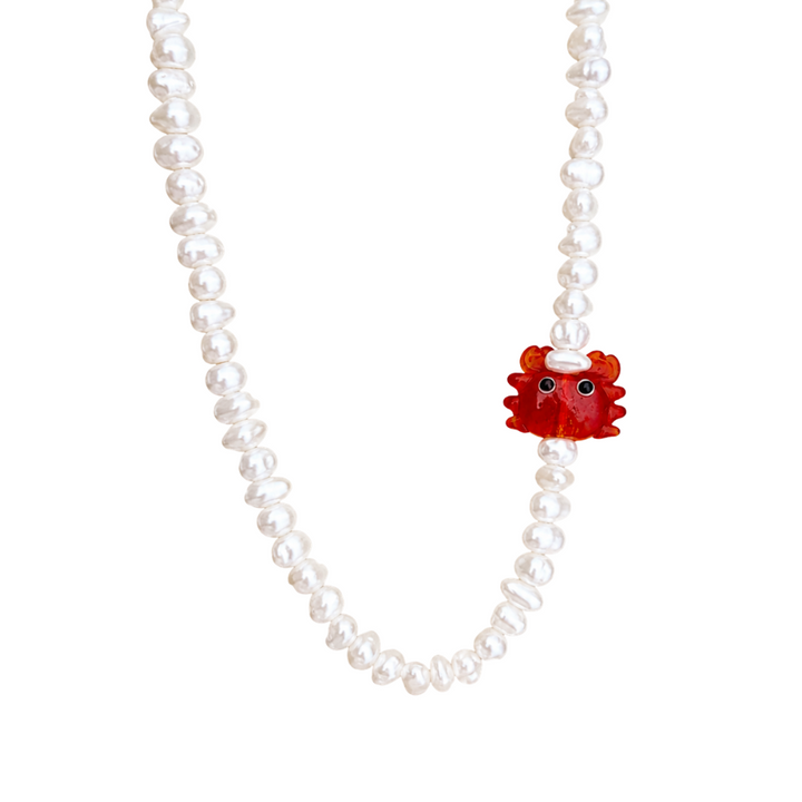 Sea Red Crab Pearl Necklace