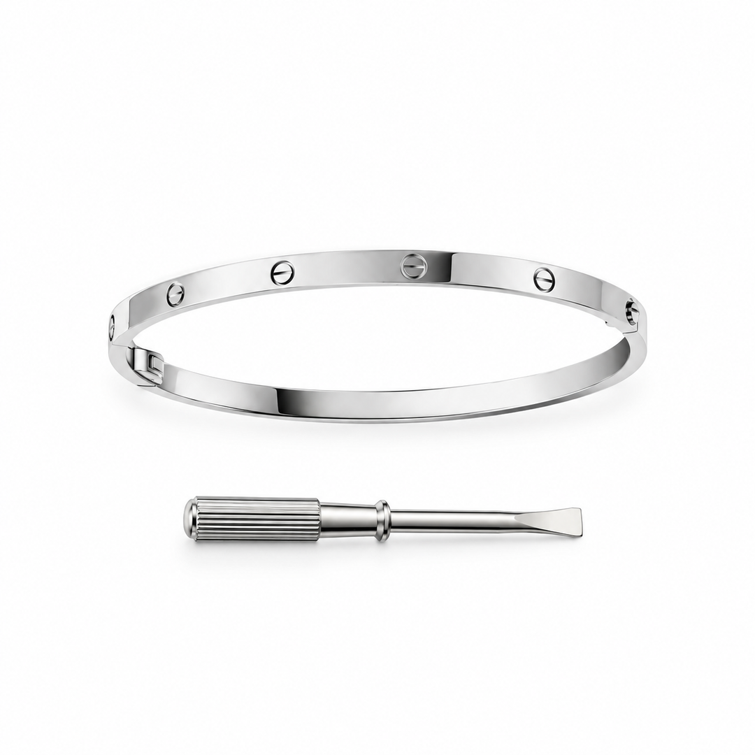 Karti Silver Screw-on Thin Bangle