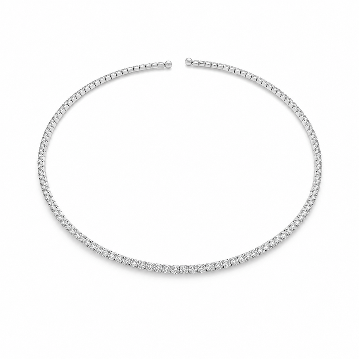 Chloe Silver Crystal Tennis Choker
