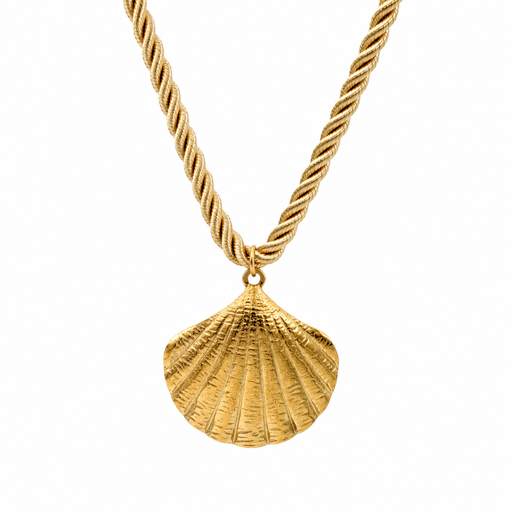 Mar Gold Braided Sea Shell Cord Necklace
