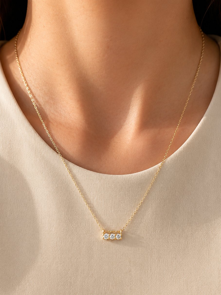 Emily Gold Cubic Zirconia Stones Necklaces