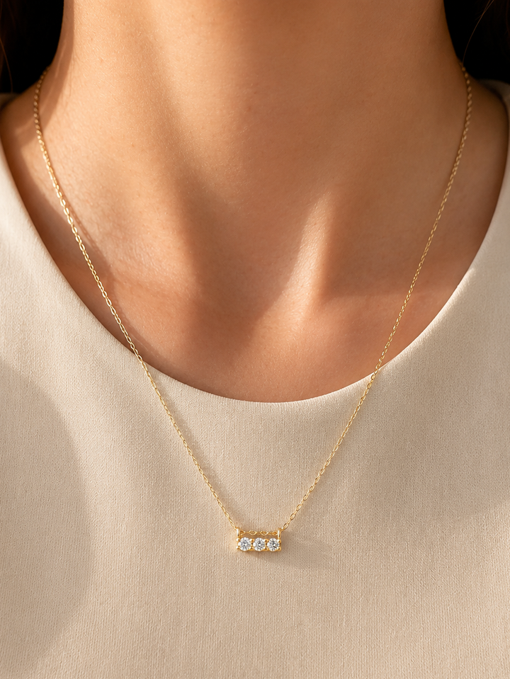 Emily Gold Cubic Zirconia Stones Necklaces