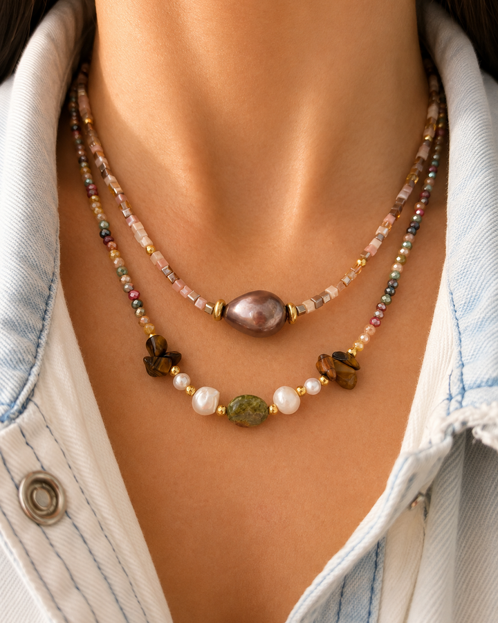 Camila Pink Pearl Drop Necklace