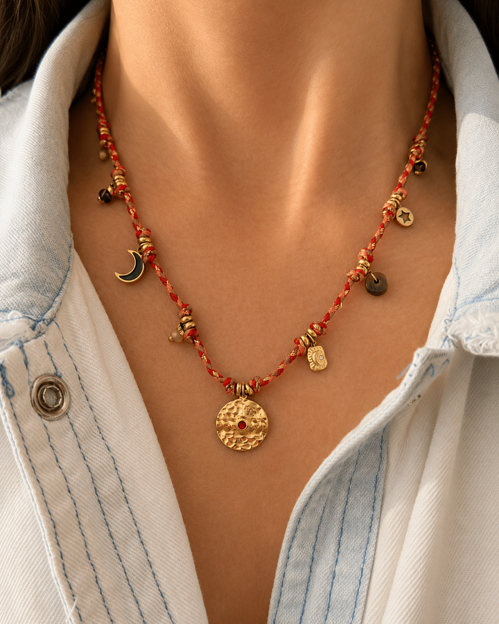 Elena Red Mystical Charms Necklace