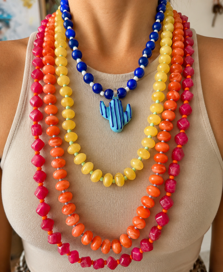 Mildred Colorful Cactus Resin Necklace