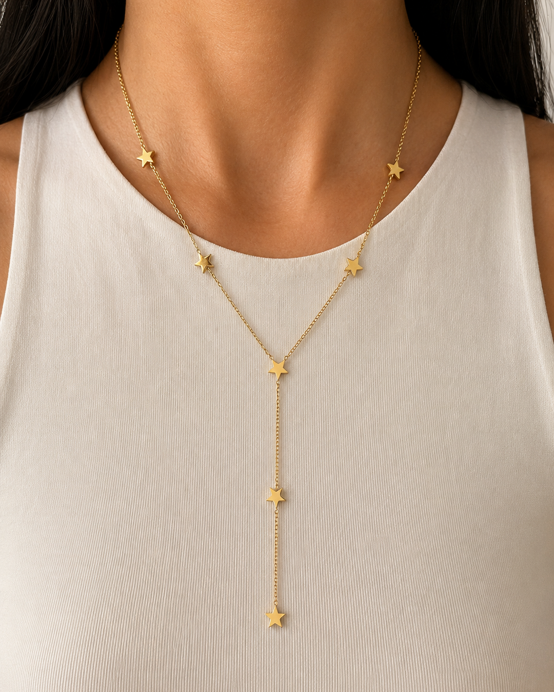 Yin Gold Star Tie Necklace
