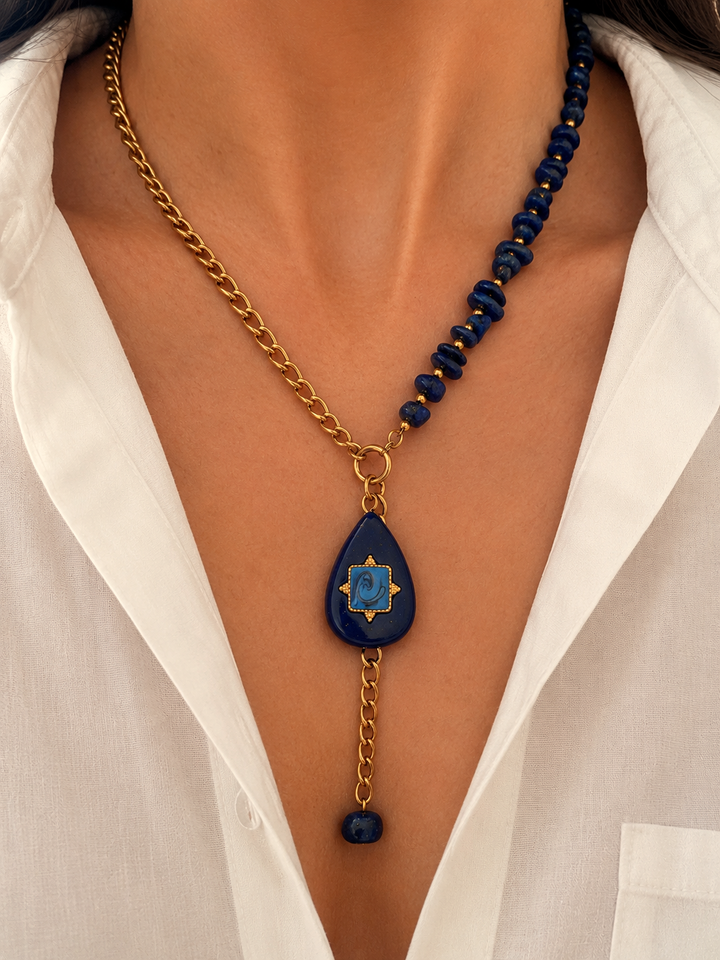 Riley Blue Asymmetrical Bohemian Necklace