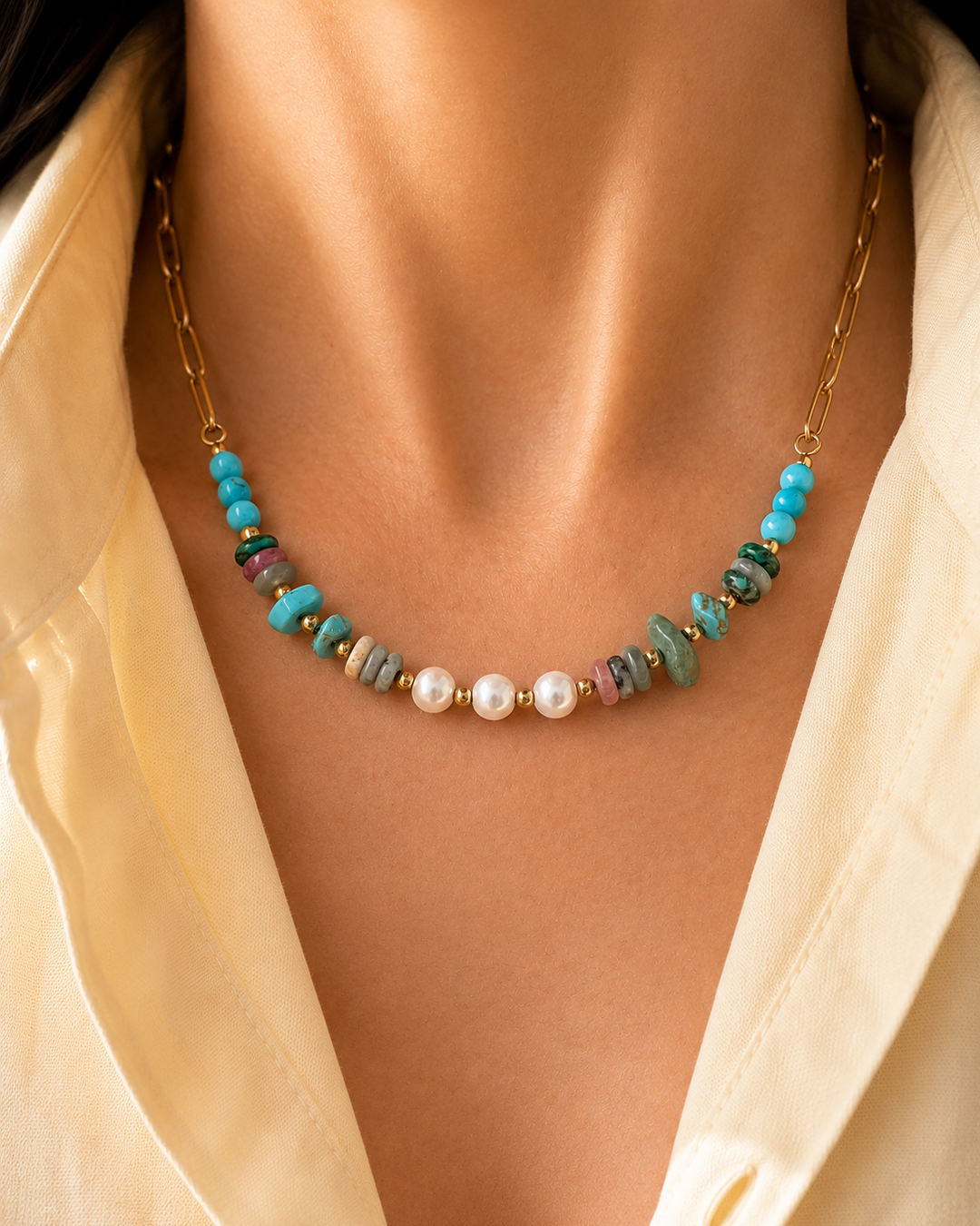Harlow Multicolored Mixed Bead Necklace