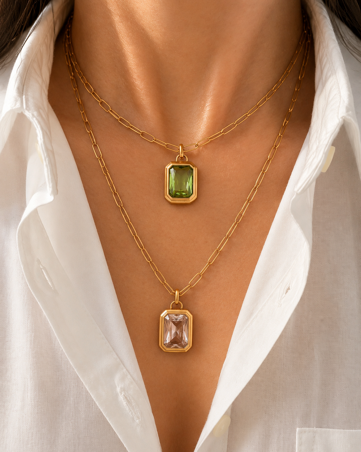 Ella Glass Stone Pendant Necklace