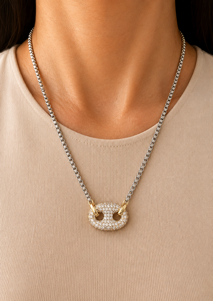 Alex Two-tone Pavé Nose Necklace