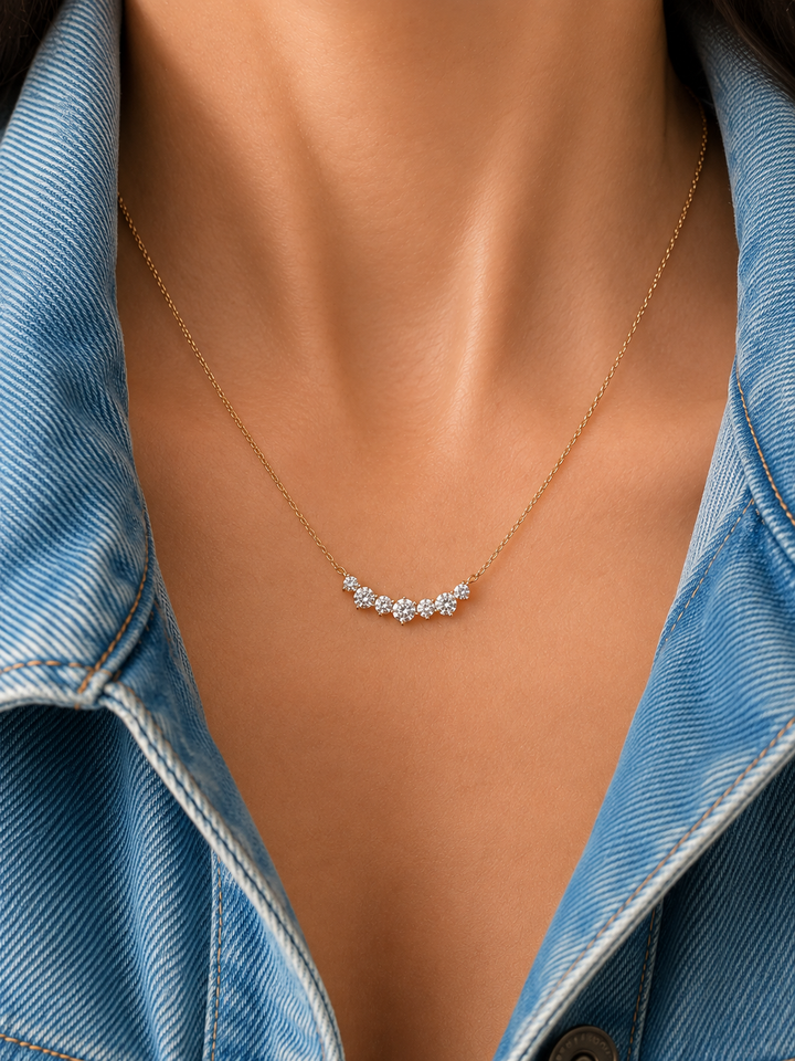 Alicia Gold Sparkling Bow Necklace
