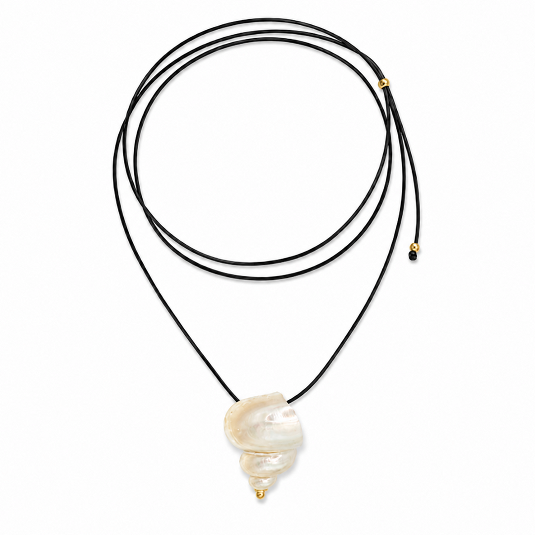 Amalia Shell Leather Rope Necklace