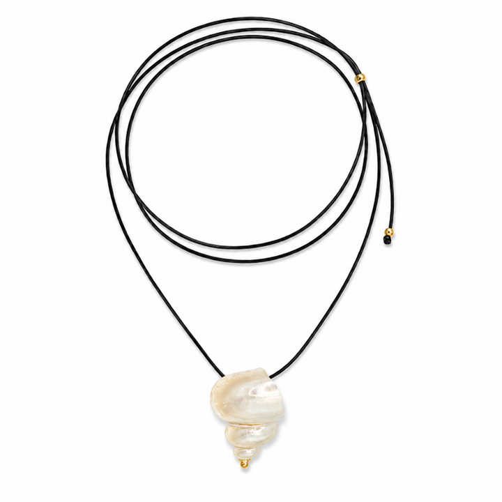 Amalia Shell Leather Rope Necklace