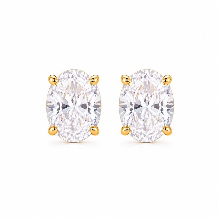 Lucía Gold Oval Zirconia Studs