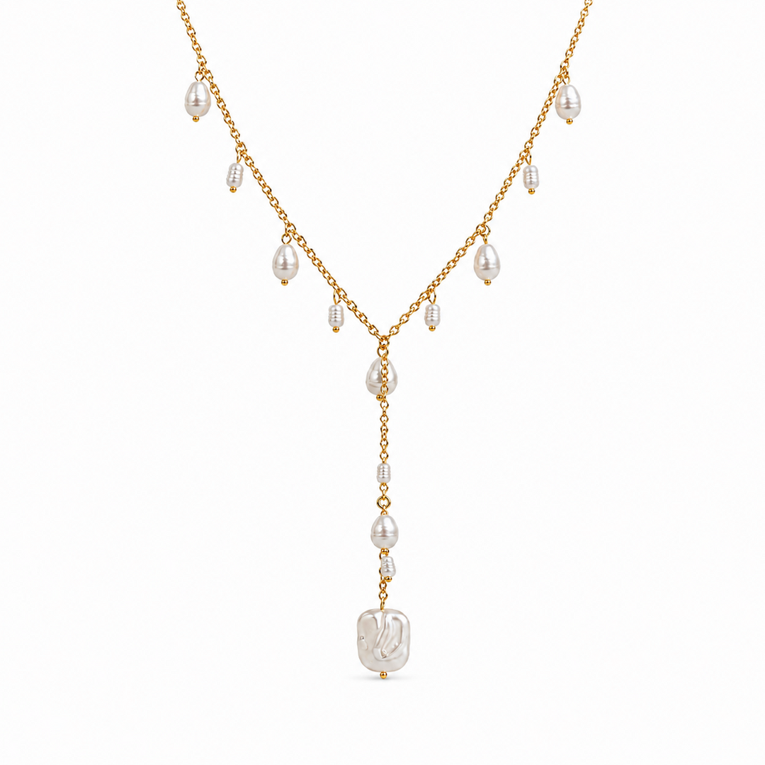 Victoria Gold Pearl Cascade Necklace