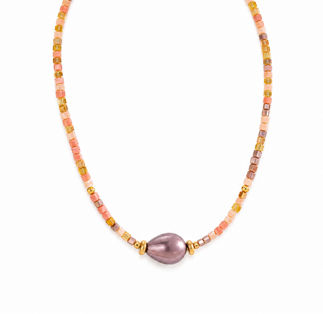Camila Pink Pearl Drop Necklace