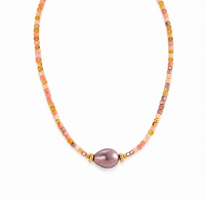 Camila Pink Pearl Drop Necklace