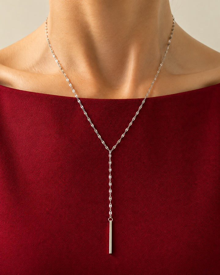 Helly Silver Lariat Necklace