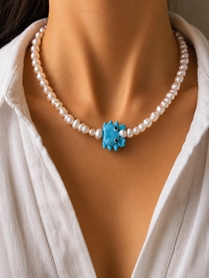Collares de perlas de cangrejo azul mi