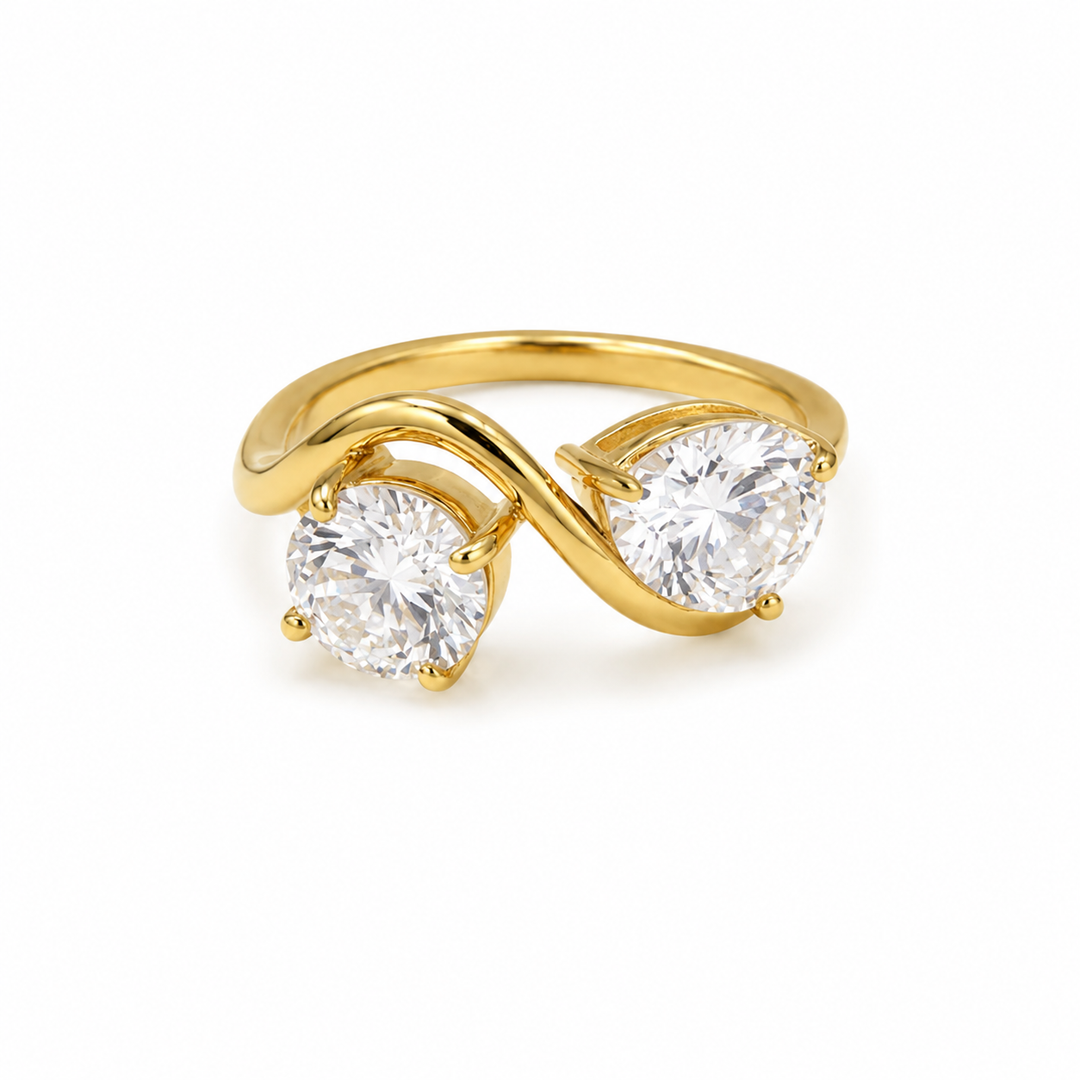Sofia Gold Double Crystal Ring