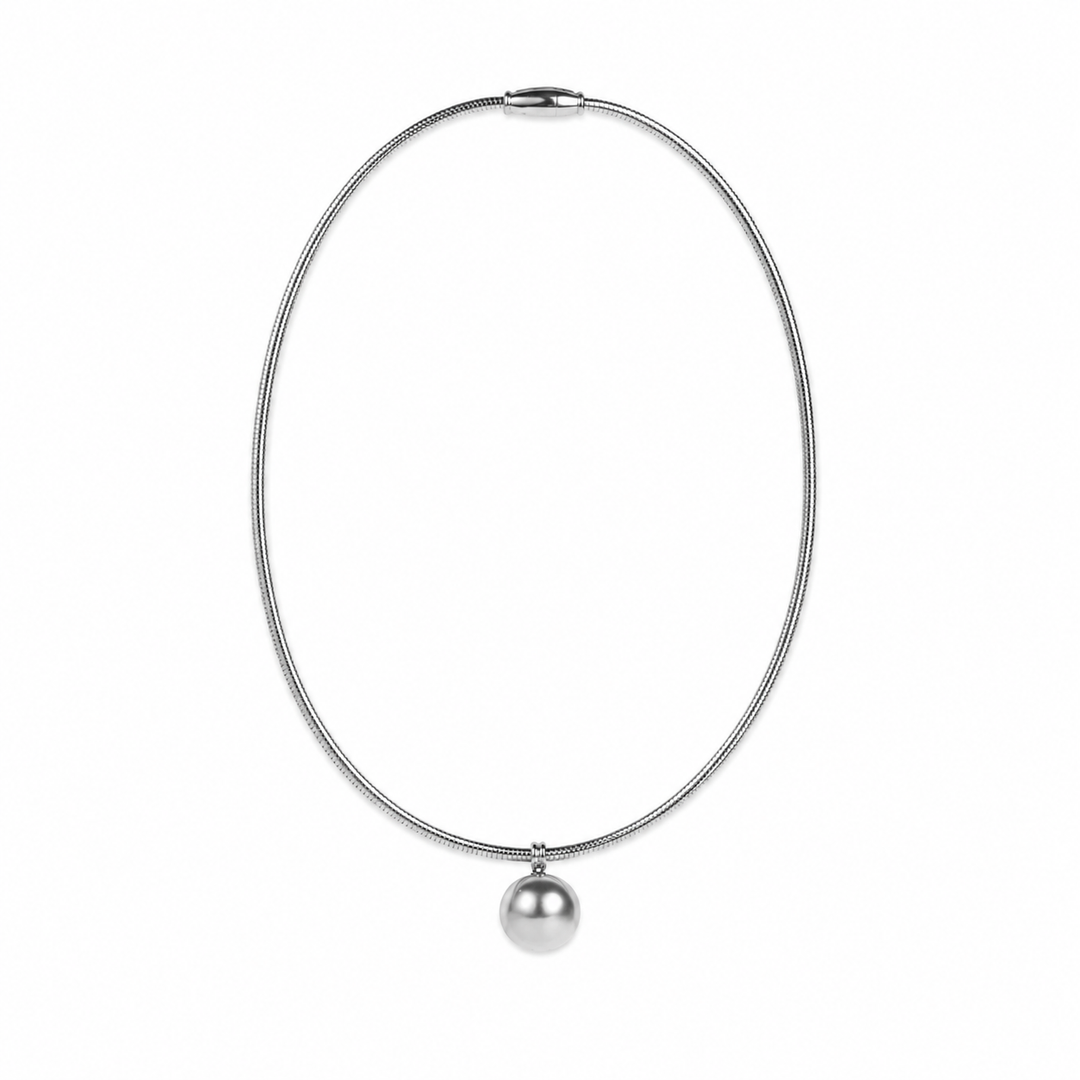 Luna Silver Ball Pendant Necklace