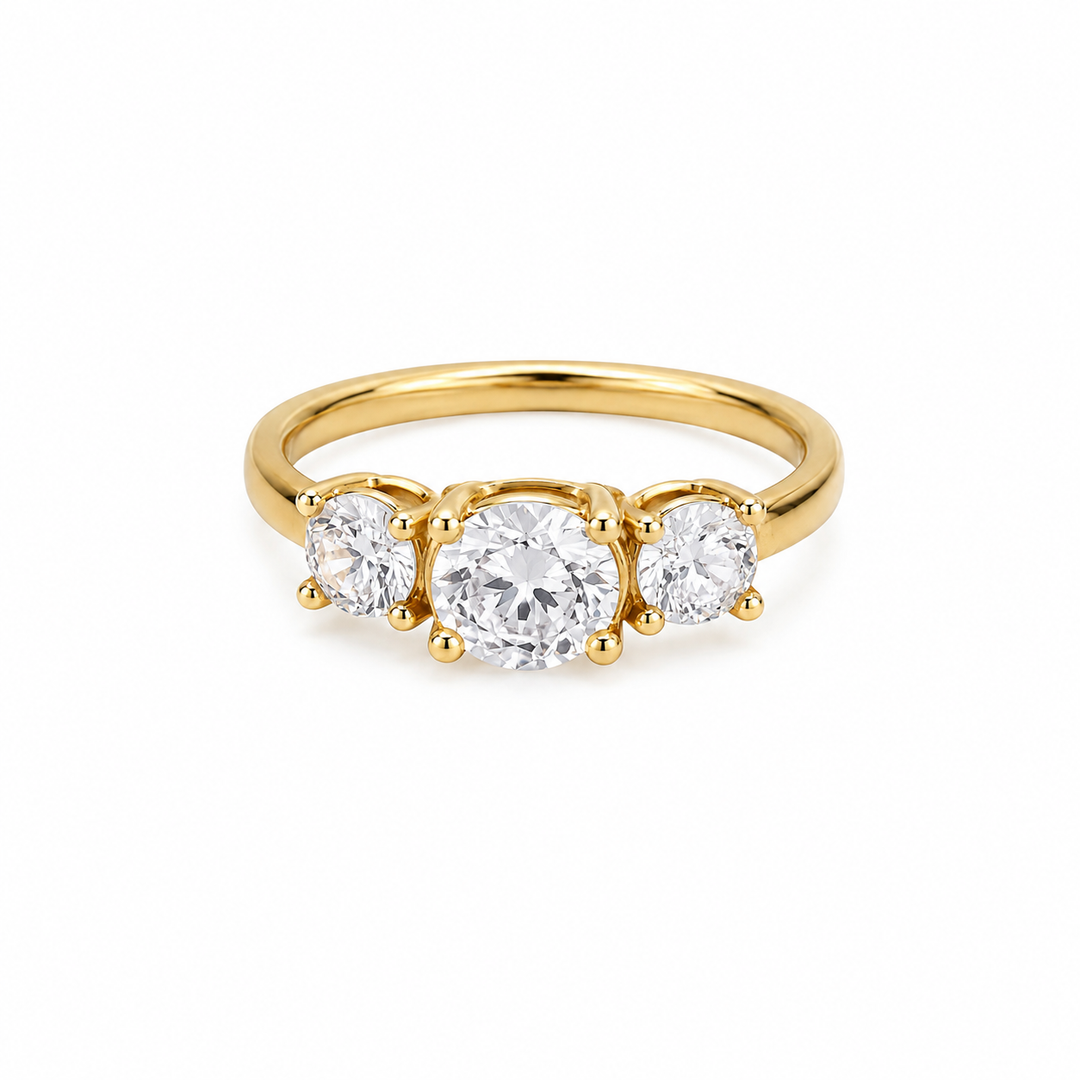 Emma Gold Three Stone Crystal Ring