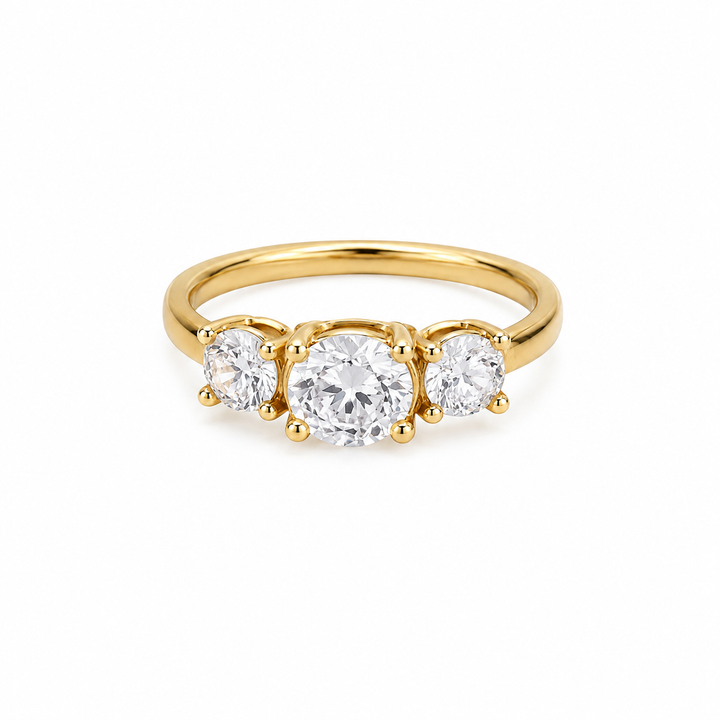 Emma Gold Three Stone Crystal Ring