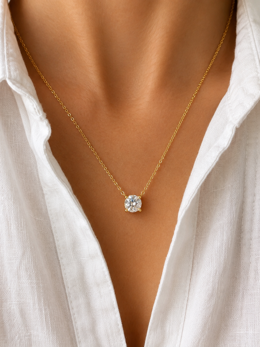 Amelia Moissanite Gold Solitaire Necklace