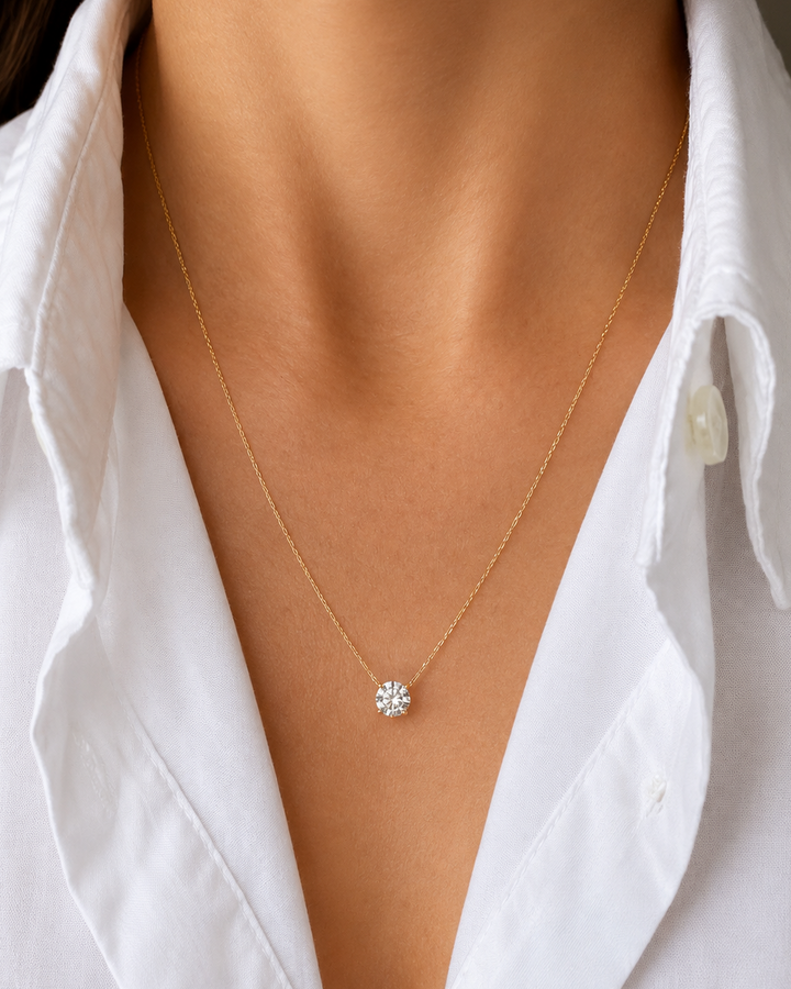Velour Gold Solitaire Necklace