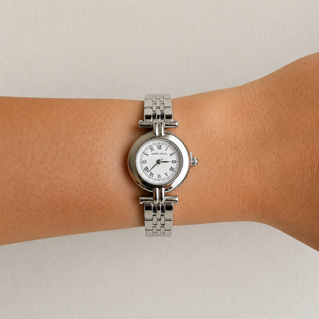 Arabella Silver White Screen Vintage Watch