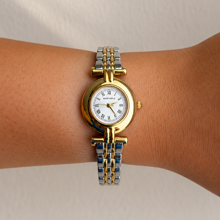 Arabella Two-tone White Screen Vintage Watch