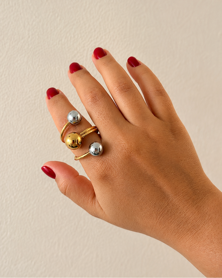Amelia Two-tone Multisphere Open Ring