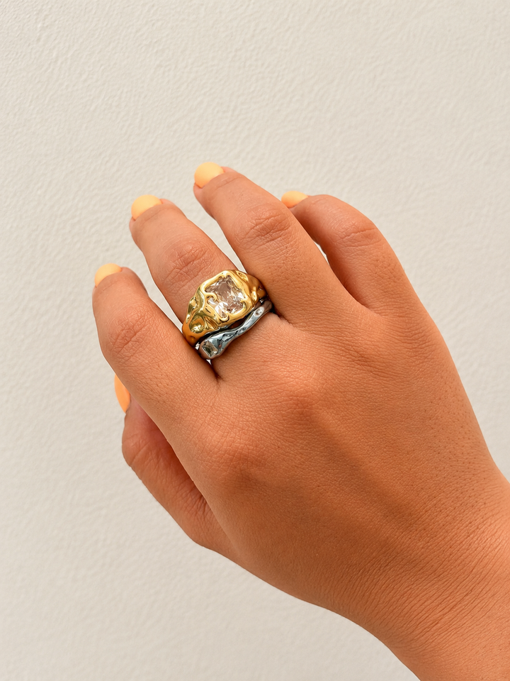 Anya Two-tone Irregular Stacking Set Ring