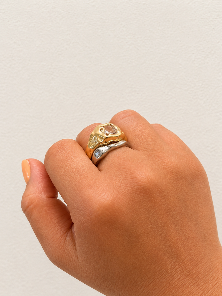 Anya Two-tone Irregular Stacking Set Ring