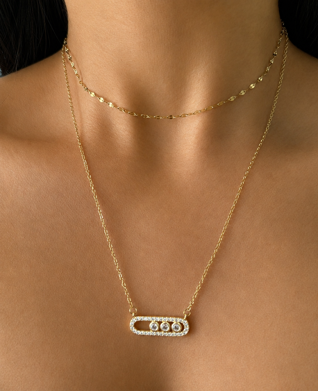 Valentina Gold Triple Sparkle Necklace