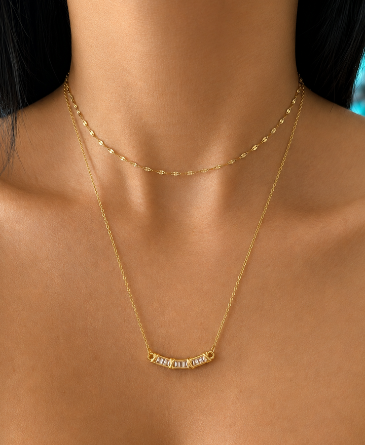 Isabela Gold Baguette Necklace