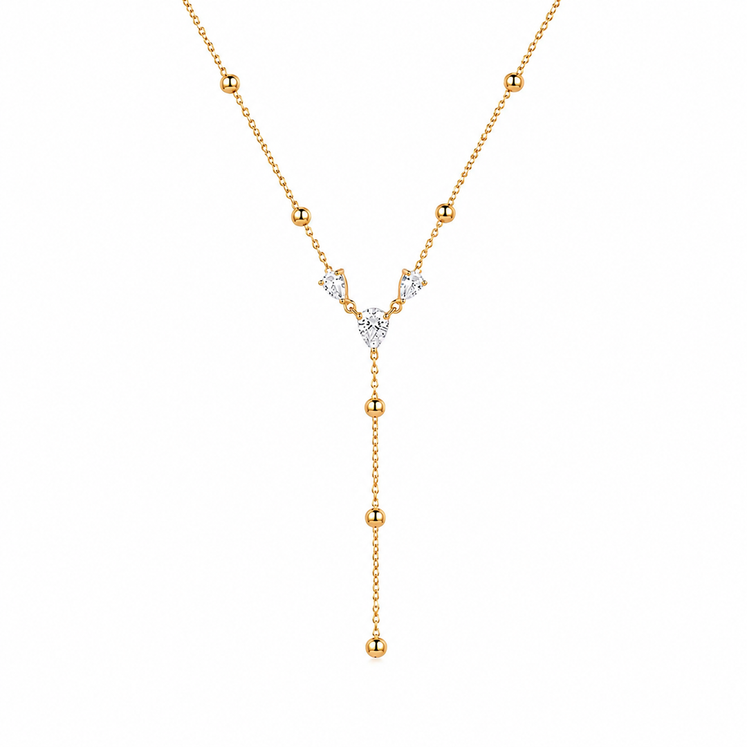 Mia Gold Crystal Lariat Necklace